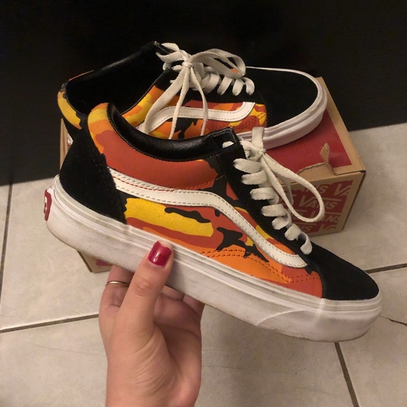 orange camo vans